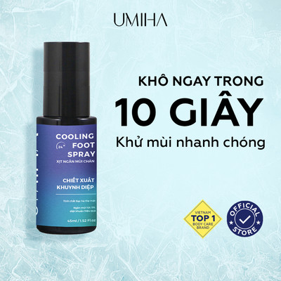 Xịt ngăn mùi hôi chân UMIHA khuynh diệp (45ml) - Khử mùi hôi chân 24h, xịt ngăn mùi chân, ngăn tiết mồ hôi hiệu quả