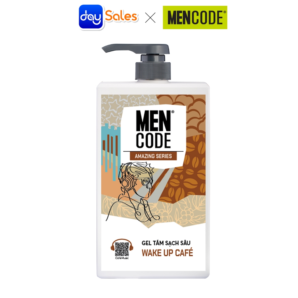 GEL TẮM MENCODE SẠCH SÂU WAKE UP CAFÉ 630ML