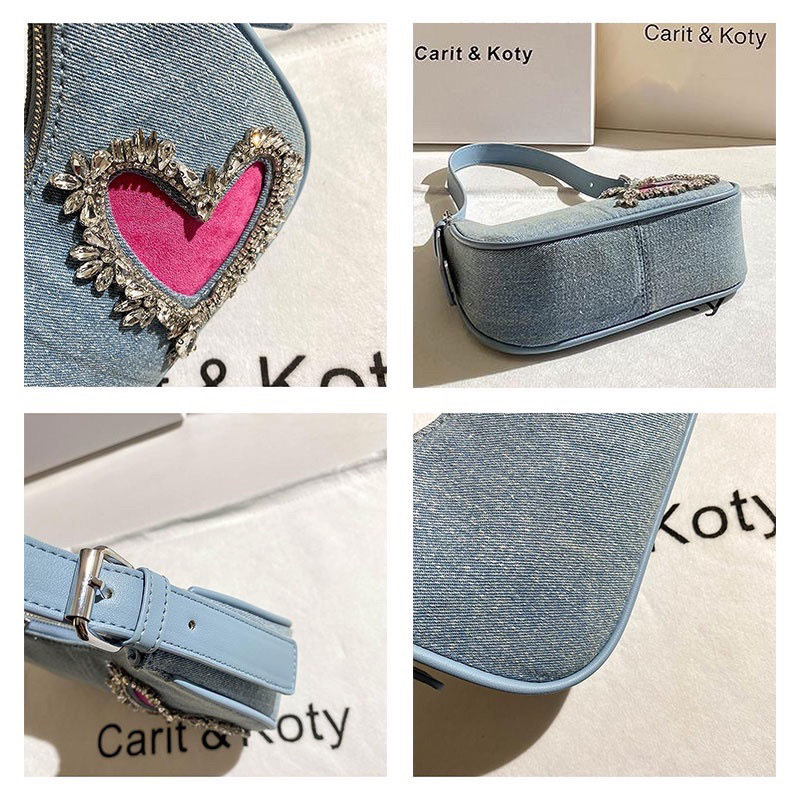 Pass túi denim đính đá