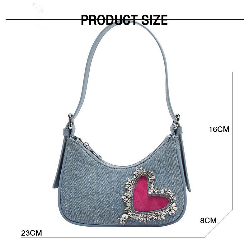 Pass túi denim đính đá