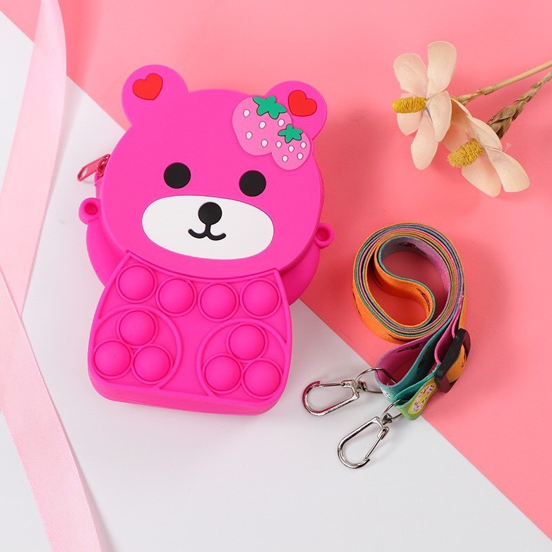 Túi POP ÍT đeo chéo cho các bé chất liệu silicon bót bong bóng giảm Stress nhiều hình ngộ nghĩnh