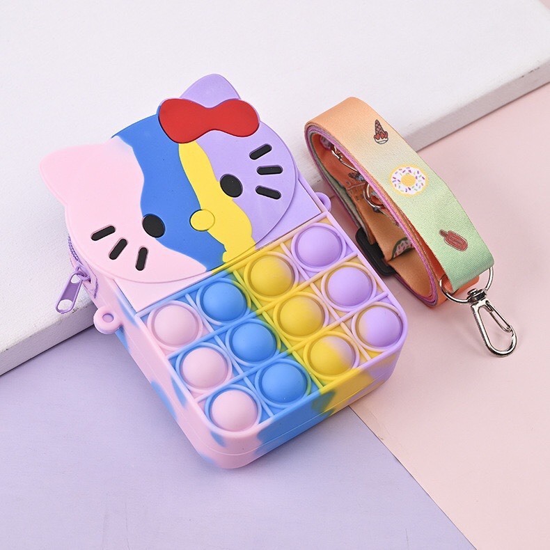 Túi POP ÍT đeo chéo cho các bé chất liệu silicon bót bong bóng giảm Stress nhiều hình ngộ nghĩnh