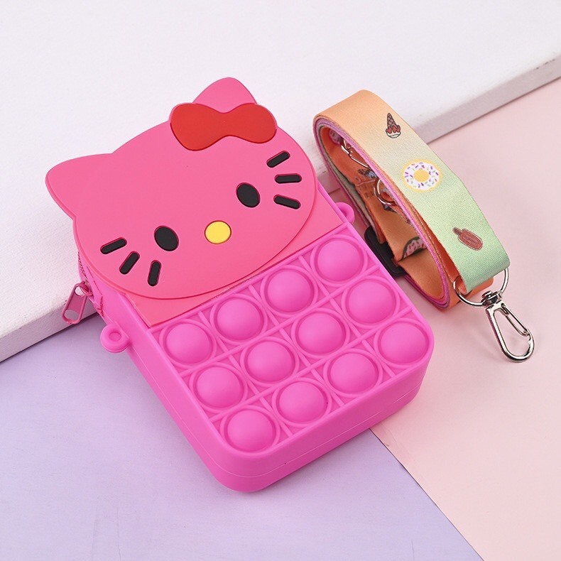 Túi POP ÍT đeo chéo cho các bé chất liệu silicon bót bong bóng giảm Stress nhiều hình ngộ nghĩnh
