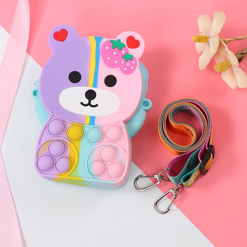 Túi POP ÍT đeo chéo cho các bé chất liệu silicon bót bong bóng giảm Stress nhiều hình ngộ nghĩnh