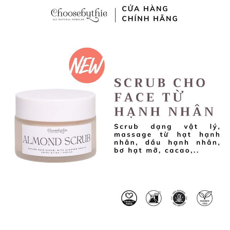 Tẩy tế bào chết shea butter almond Face Scrub, hoàn toàn bằng chất hữu cơ dùng được cho da nhạy cảm, 60gr