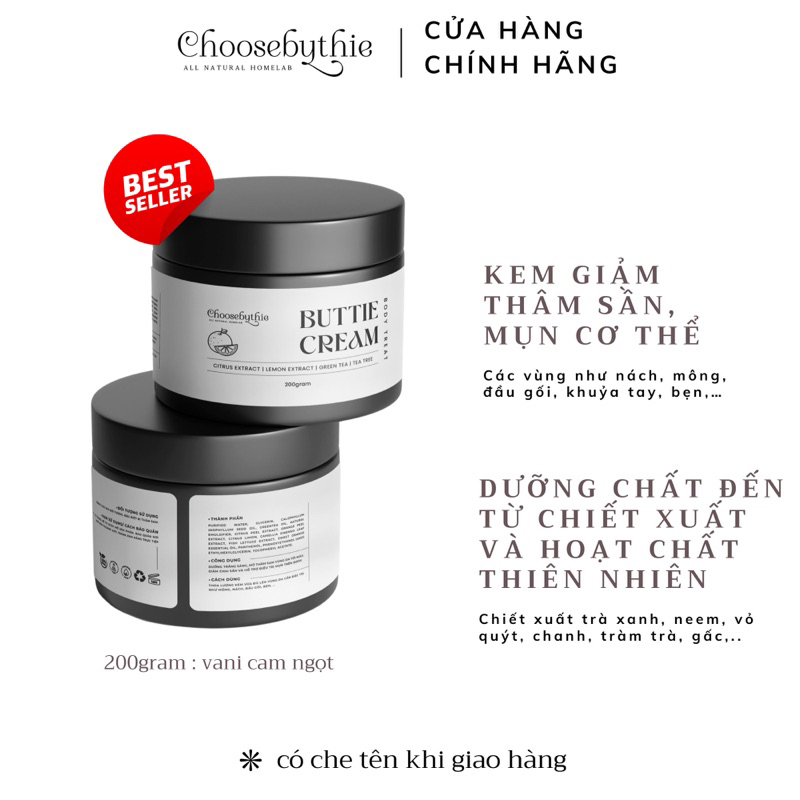 Kem dưỡng Butty Cream giảm thâm vùng nách, mông mỹ phẩm handmade