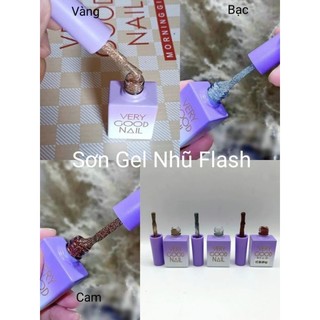 Sơn gel nhũ flash verygood lẻ vàng, bạc, đỏ cam, sơn móng tay nail thao nhi