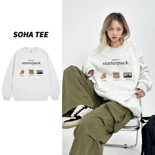 Áo sweater nỉ bông màu xám tiêu starterpack form rộng chất nỉ bông - áo sweater nỉ bông nam nữ cao cấp