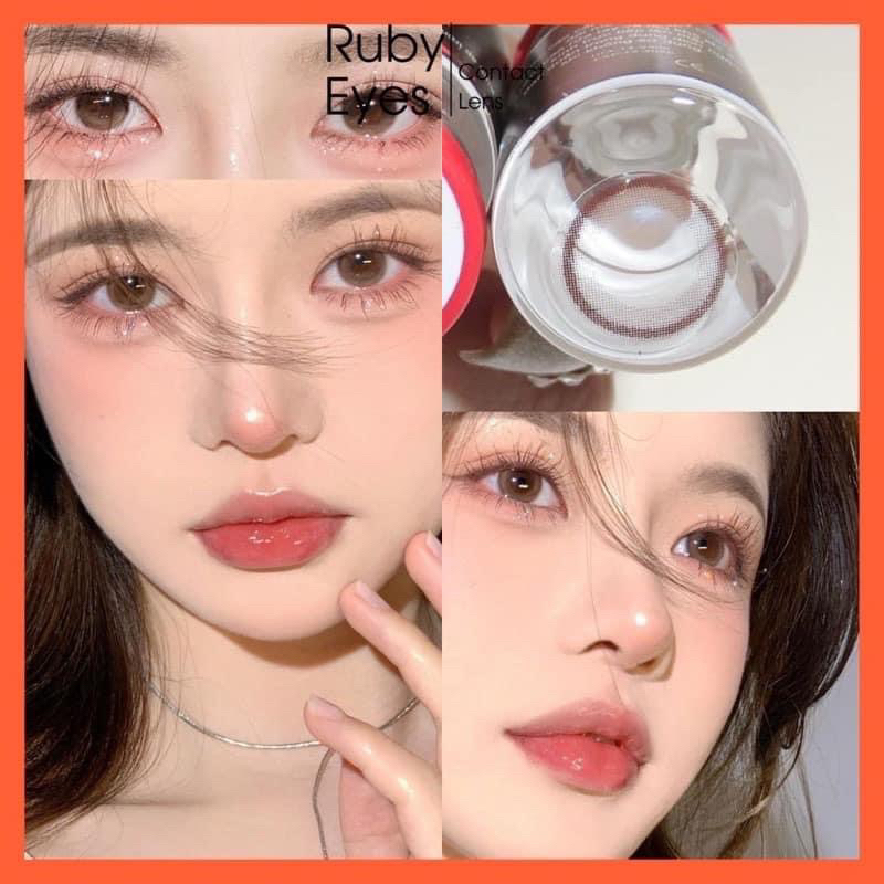( Full 0-6 độ)Lens Mắt Kính Áp Tròng Nâu Tự Nhiên chocoo Không Giãn Size Xs 14mm Có 0 Đến 6 Độ Cận (TẶNG KÈM KHAY ĐƠN)