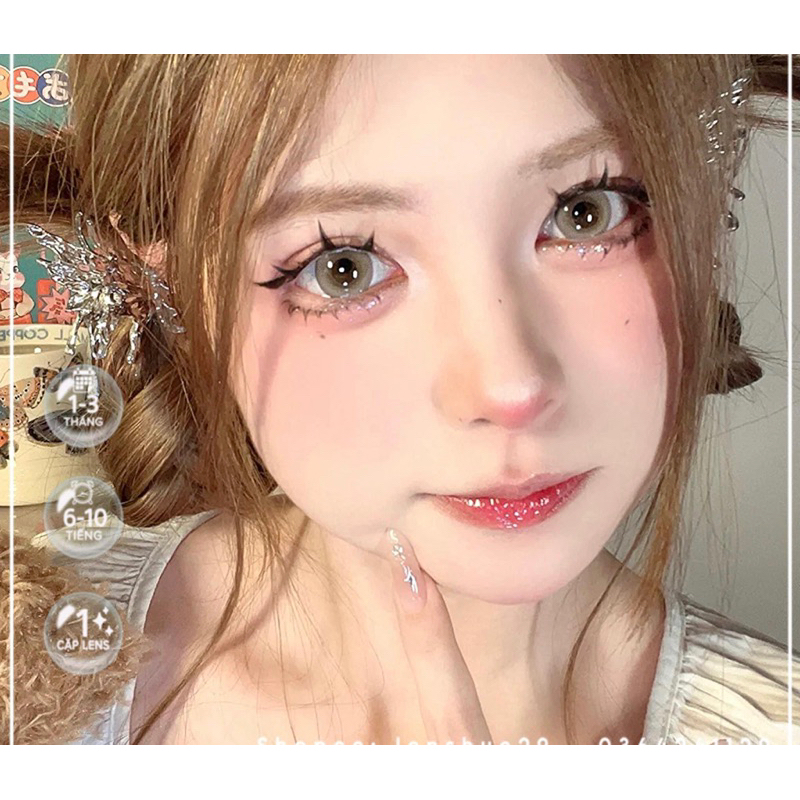 (0 ĐỘ) KÍNH ÁP TRÒNG - LENS NÂU GIÃN TO PONY BROWN SIÊU XINH [ TẶNG KÈM KHAY ĐƠN ]