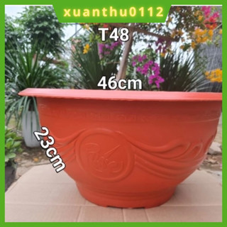 [Combo 10 chậu]Chậu nhựa trồng cây Phúc lộc thọ T48,kích thước 46x23cm, chậu trồng hoa cây cảnh quất đào tết