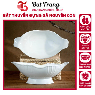 Bát Thuyền Đựng Gà Đĩa Nhựa Đựng Gà Nguyên Con Thắp Hương Cao Cấp Màu Trắng Sang Trọng Hàng Loại 1 - Tráng Sứ Store