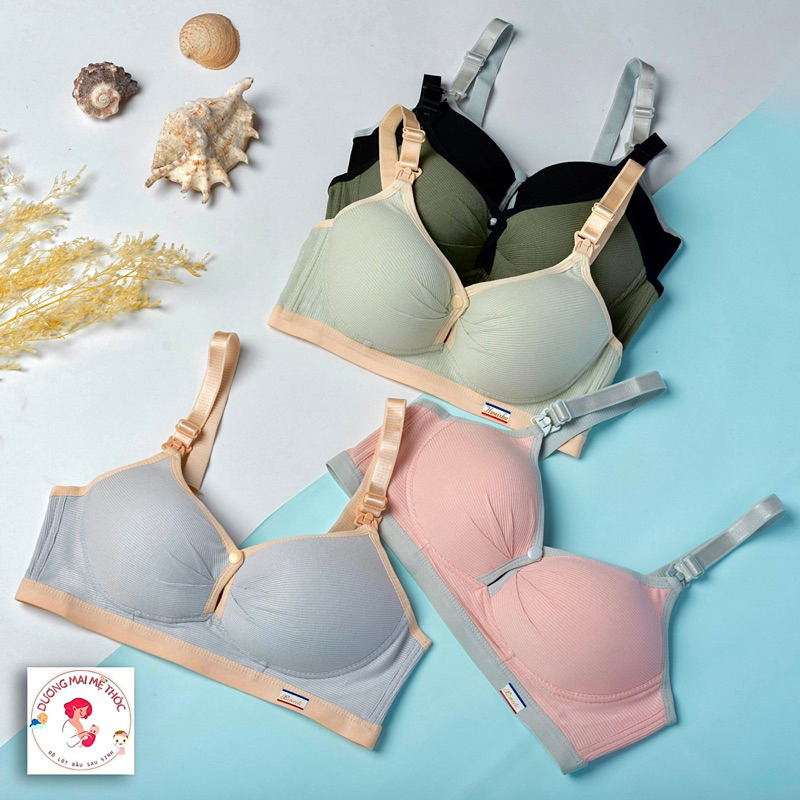Áo Lót Cotton Tăm Bầu Và Cho Con Bú không gọng cúc mở ngang thoáng mát (Chống chẩy xệ)
