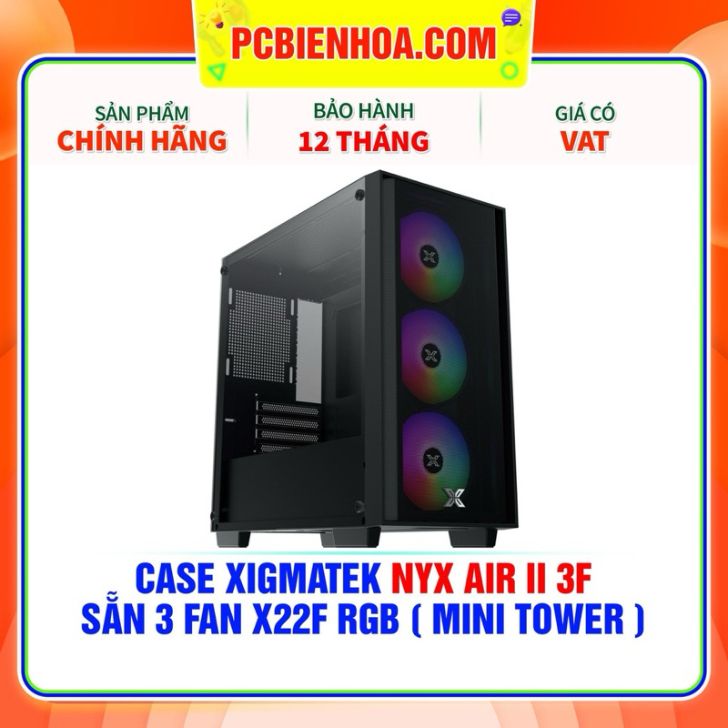 Vỏ Case Máy Tính XIGMATEK NYX AIR 3F - KÈM 3 FAN X22F ( MINI TOWER - EN40900 )- Mai Hoàng phân phối