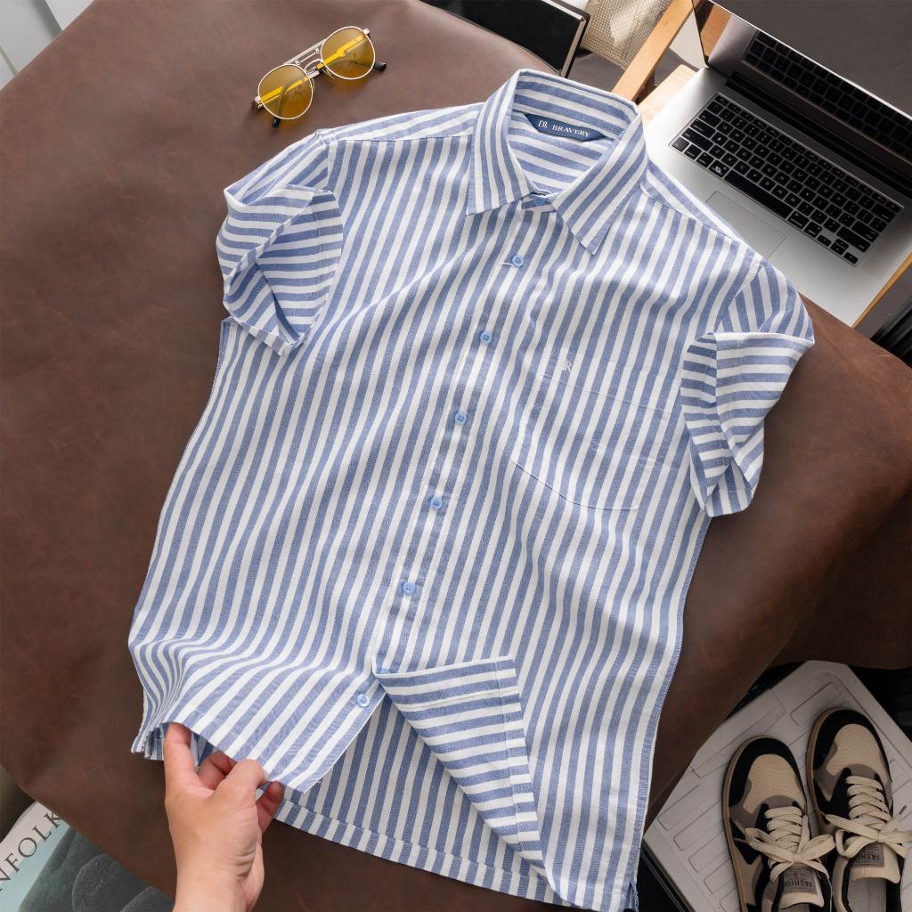 Áo sơ mi nam ngắn tay BR Xanh Mint, vải ford, thoáng mát, thấm hút tốt, form regular fit, BAF01 - Bravery