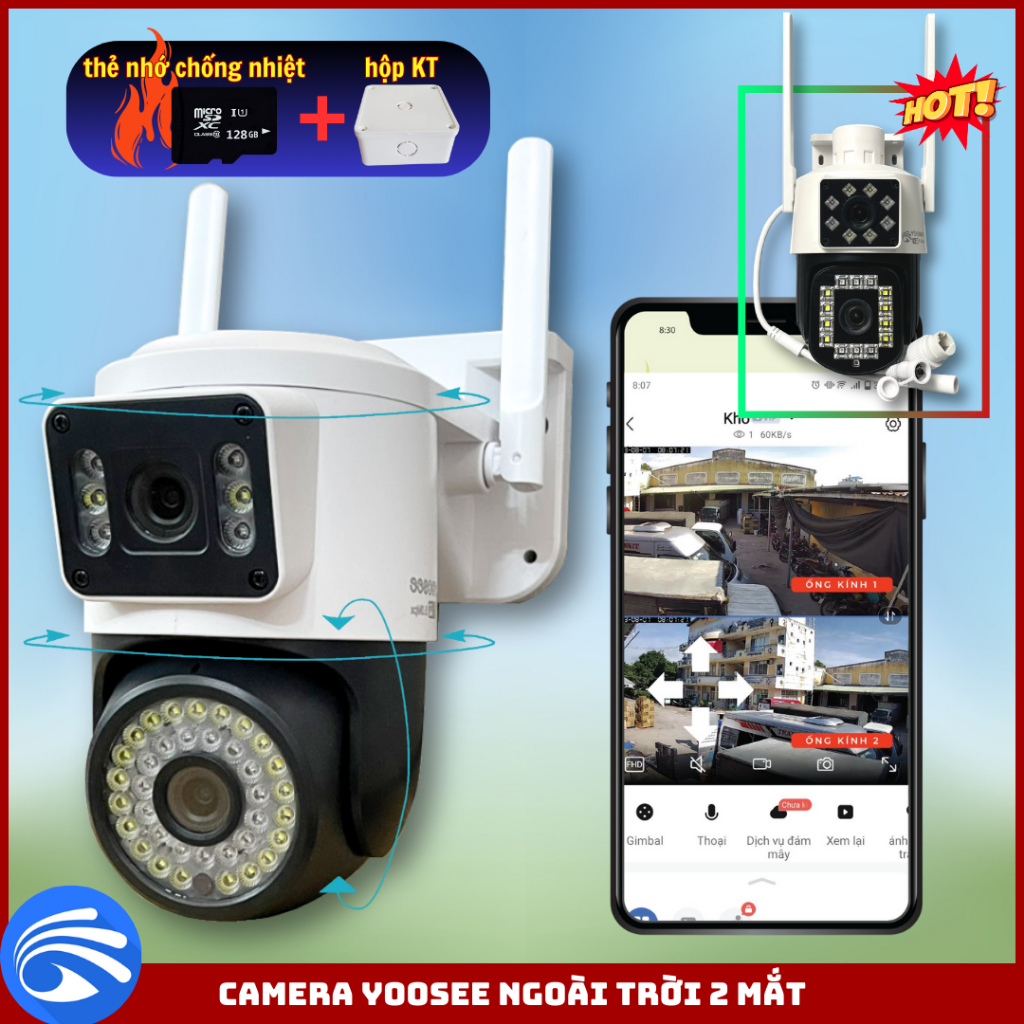 Camera YOOSEE ngoài trời xoay 2 mắt Q42D kèm thẻ nhớ - 2K siêu nét (BH 1 ĐỔI 1)