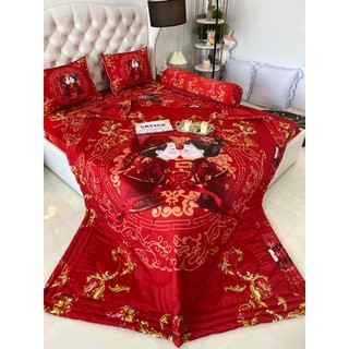 Mẫu Cưới. Bộ ga giường thun Latico siêu lạnh Lụa (áo gối ôm khoá kéo)
