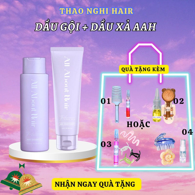 COMBO DẦU GỘI VÀ DẦU XẢ AAH All About hair NUÔI DƯỠNG DA ĐẦU VÀ PHỤC HỒI SỢI TÓC