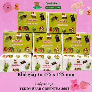 Thùng 32 gói Giấy Rút Lụa gói To TEDDY BEAR GREEN TEA 360 tờ cao cấp chất dai mềm mịn 3 lớp