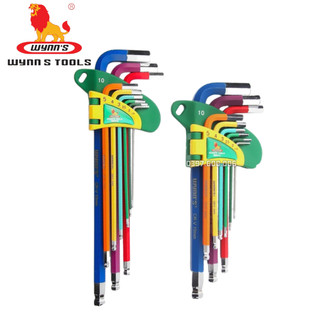 Bộ lục giác đầu bi sắc màu 9 món dài ngắn, lục lăng đầu bi w9921b w9921a wynn's dùng để vặn, tháo ốc vít đầu lục giác