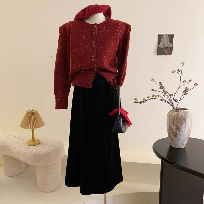 Áo cardigan len kim sa cúc đôi hàng Qc