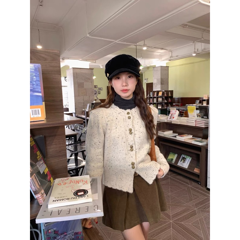 Áo cardigan len kim sa cúc đôi hàng Qc