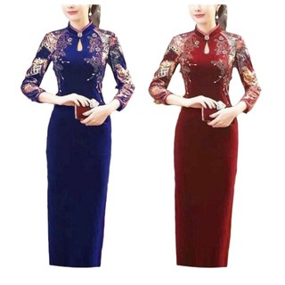 Sườn xám trung niên trung hoa thượng hải cao cấp cách tân bigsize, Sườn xám cách tân trung hoa trung niên bigsize 75kg