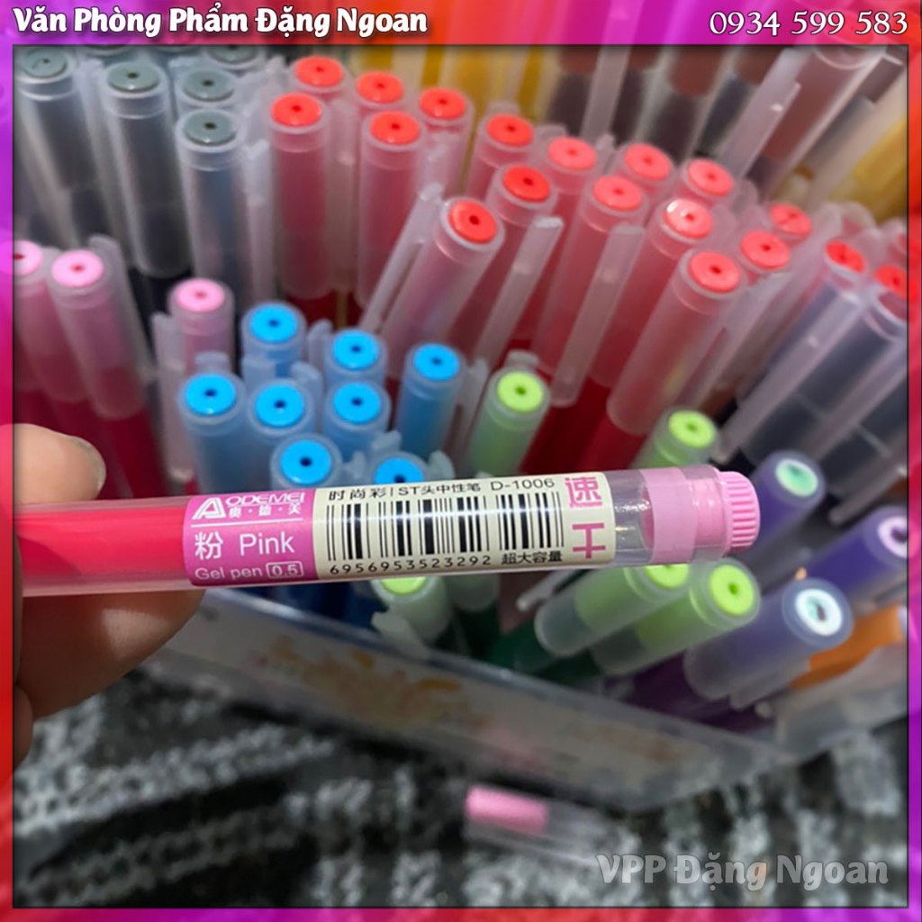 Bút gel mực nước 12 màu ngòi 0.5mm liền thân siêu nhiều mực AODEMEI_D1006 - VPP Đặng Ngoan