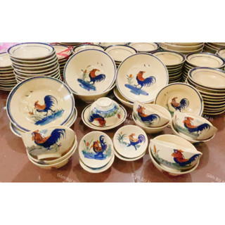 Bộ Chén Dĩa Tô Con Gà Trống - Dành Cho 10 Người - Gốm Lái Thiêu - Gốm Xưa Cho Người Hoài Niệm - Gốm Sứ Nam Bộ