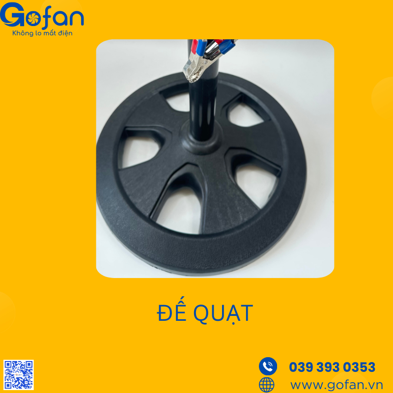 Quạt 12v dc kẹp bình ắc quy - GOFAN- Sải cánh 40cm lồng 45cm 96 nan-motor 555- công suất 26w-sãn kho HCM