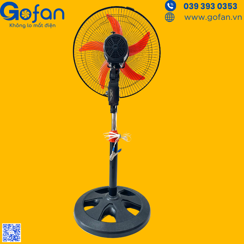 Quạt 12v dc kẹp bình ắc quy - GOFAN- Sải cánh 40cm lồng 45cm 96 nan-motor 555- công suất 26w-sãn kho HCM