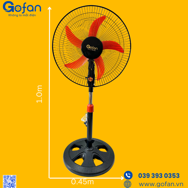 Quạt 12v/24V-Quạt lỡ công nghiệp 12V/24V-GOFAN- sải cánh 40cm cao 1m-motor 545,motor 555,motor 775-hàng có sẵn HCM
