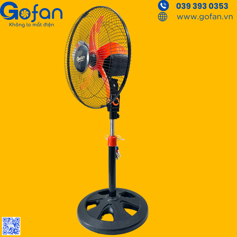 Quạt 12v dc kẹp bình ắc quy - GOFAN- Sải cánh 40cm lồng 45cm 96 nan-motor 555- công suất 26w-sãn kho HCM