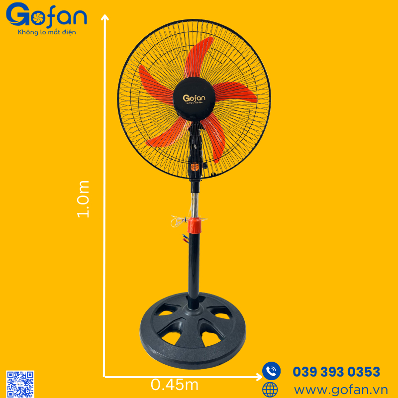 Quạt 12v dc kẹp bình ắc quy - GOFAN- Sải cánh 40cm lồng 45cm 96 nan-motor 555- công suất 26w-sãn kho HCM