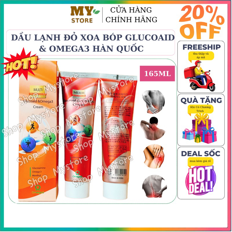 (Chính Hãng) Dầu Lạnh Đỏ Xoa Bóp Glucoaid &Omega3 Hàn Quốc 165ml