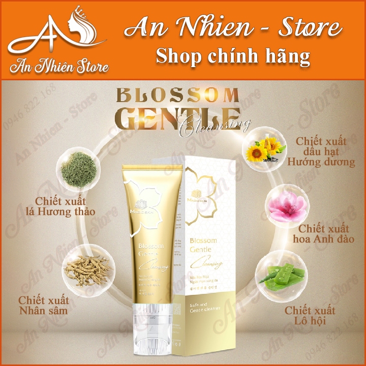 Sữa rửa mặt dịu nhẹ Blossom gentle cleansing 🤩 ngừa mụn sáng da,thu nhỏ lỗ chân lông,đầu cọ thay thế máy rửa mặt👩‍🦰t