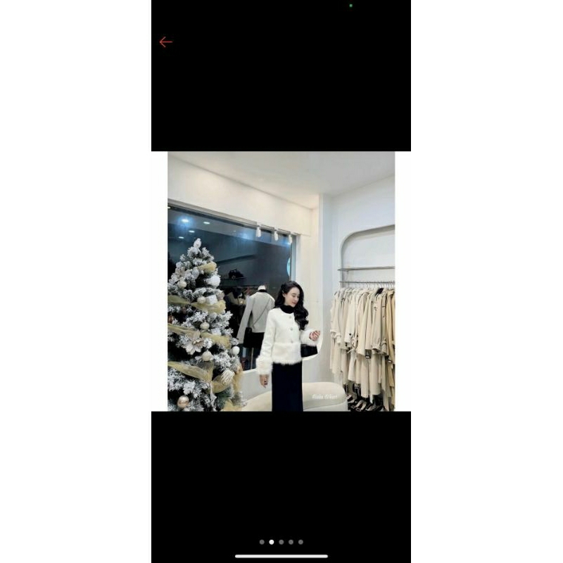 SET VÁY CỔ LỌ KÈM KHOÁC NGOÀI LÔNG XINH