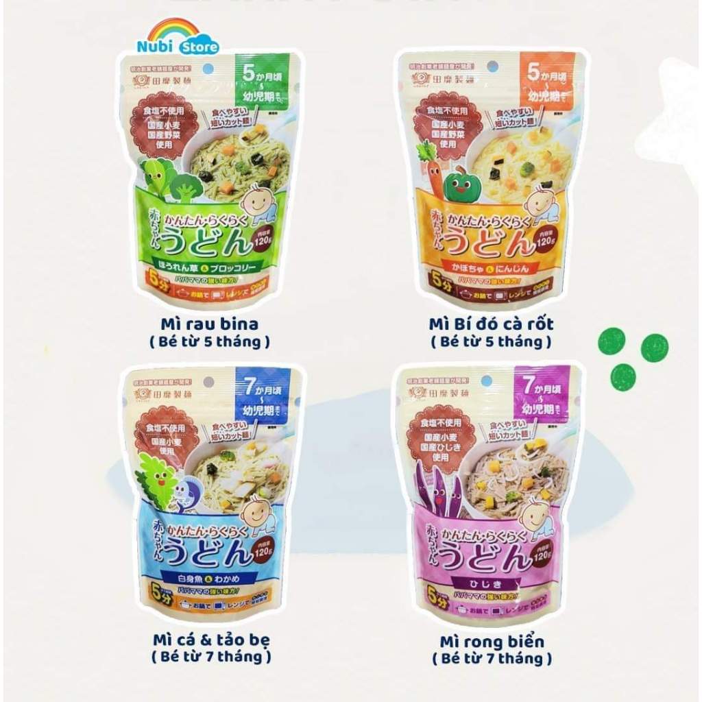 (Mẫu mới) Mì Udon Rau Củ Tách Muối Tanabiki Akachan cho bé từ 7 tháng tuổi