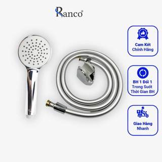 Bộ vòi hoa sen tăng áp cầm tay RANCO không rỉ sét dây nhựa cao cấp lõi đồng chống xoắn 1.5m - FN016