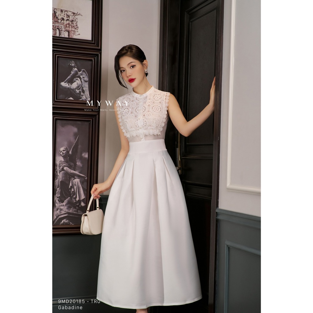 Đầm Xòe Dự Tiệc Nữ MY WAY Họa Tiết Ren Hoa Thanh Lịch Qúy Phái 9MD04104 - 9MD20185