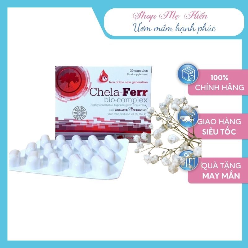 Chela- Ferr Bio-Complex - bổ sung sắt cho bà bầu - bổ máu từ sắt hữu cơ, Acid Folic - Hàng nhập khẩu - Shop Mẹ Kiến