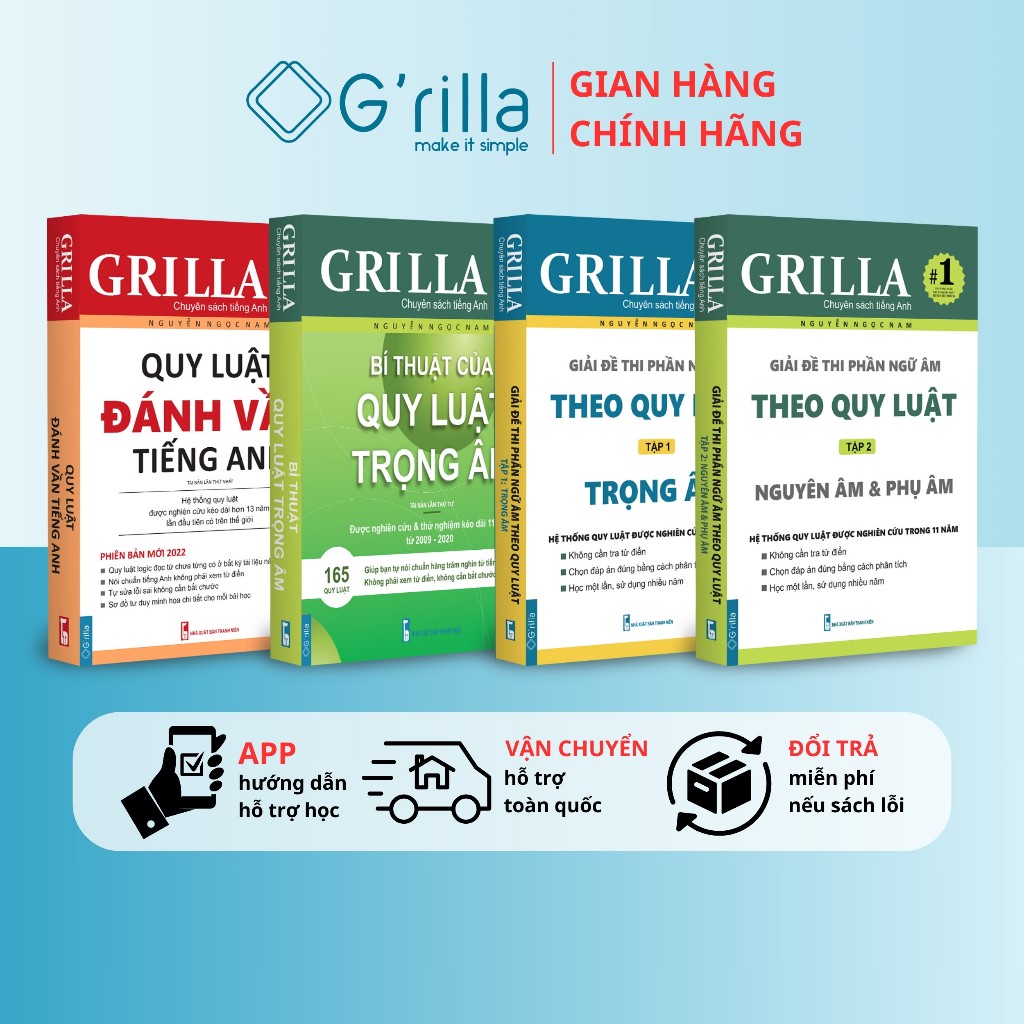 Sách Combo 4 quy luật đánh vần tiếng Anh, bí thuật trọng âm và giải đề thi phần ngữ âm - Tặng kèm app học vĩnh viễn