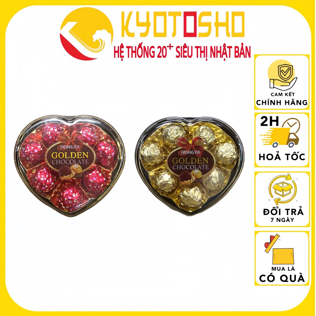 Kẹo socola Hongya Golden hình trái tim, hộp chocolate Hongya Golden món quà tặng sang trong lịch sự