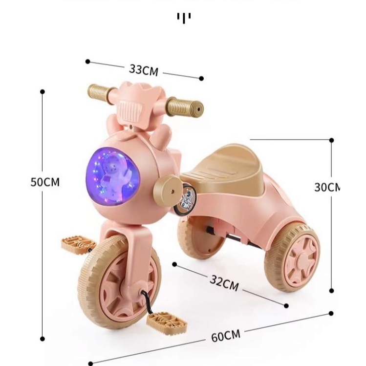 Xe đạp 3 bánh phi hành gia xe chòi chân cho bé gấp gọn có đèn nhạc và cốp hàng cao cấp cao cấp