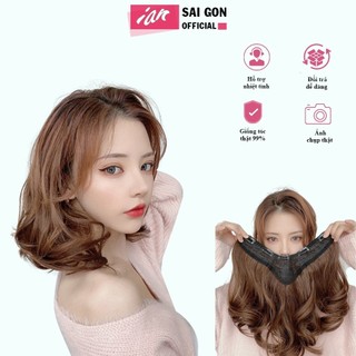 TÓc Kẹp Dải 35cm xoăn sóng cao cấp, Tóc giả kẹp