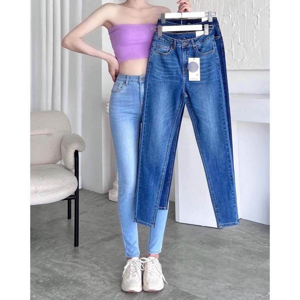 Quần jeans nữ Quần bò nữ trơn Cotton 100% Co Giãn 4 Chiều dáng Skinny VNXK