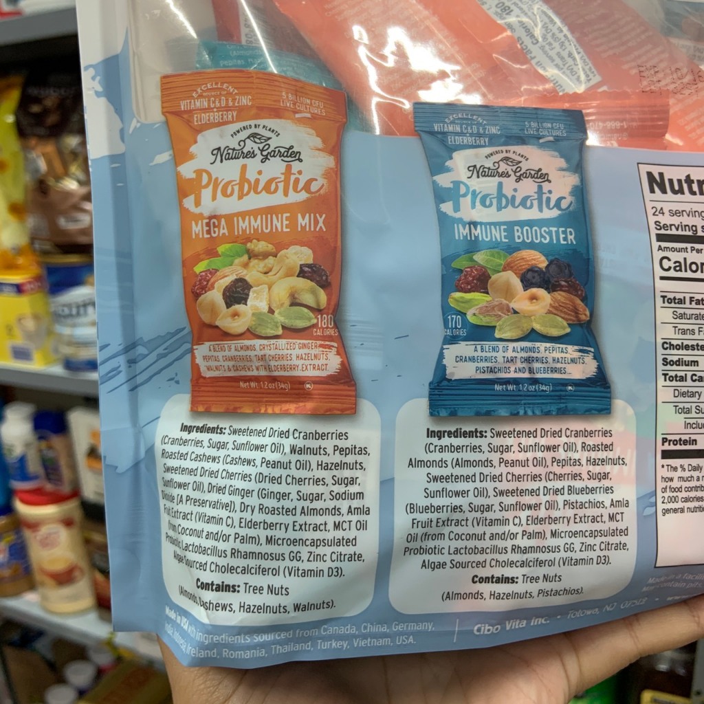 Hạt mix tổng hợp và trái cây sấy date 10/24 Nature's Garden Probiotic Immune Snack Packs - EDS Mart