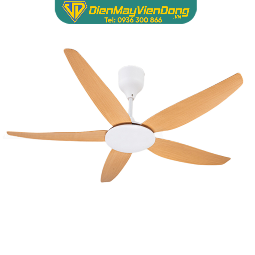 Quạt trần 5 cánh DCTFan Electric Corporation 168 vàng nhạt DC Invertor, 6 cấp độ gió,có remote