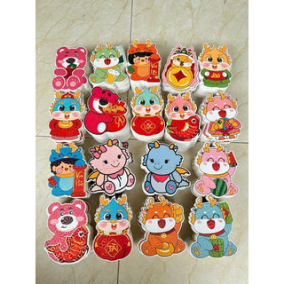 Combo 100 Bao lì xì chibi kim cương phản quang hình rồng 2024