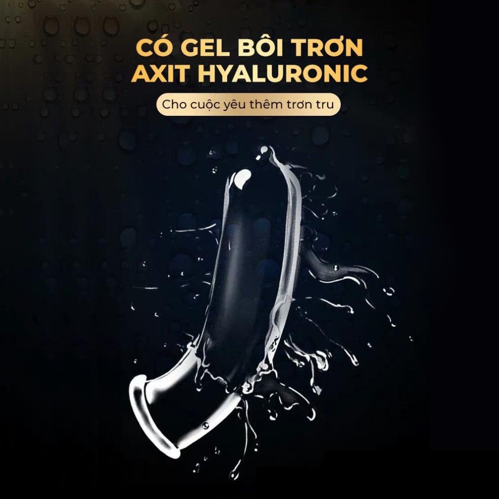 Bao cao su 0.01 Thin Square Gold, Hộp 10 chiếc, Gai+Gân nổi đặc biệt, Gel bôi trơn gốc nước, kéo dài thời gian